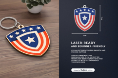 4th of July Keychain SVG | USA Patriotic Laser Cut Product Image 1