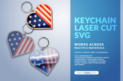 4th of July Keychain SVG | USA Patriotic Laser Cut Product Image 1