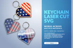 4th of July Keychain SVG | USA Patriotic Laser Cut Product Image 1