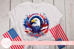 4th Of July Watercolor Petals Eagle | Eagle Watercolor PNG Product Image 1