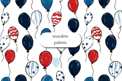 Patriotic Balloon Seamless Pattern Red White Blue Product Image 1