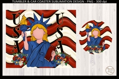 Cute Lady Liberty 4th of July Tumbler Wrap, USA Tumbler Png Product Image 2