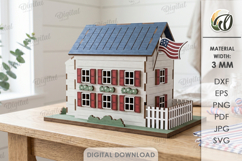 3D 4th Of July Houses Bundle Laser Cut. Stand Decor SVG Product Image 3