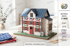 3D 4th Of July House Laser Cut. Stand Decor SVG Product Image 1