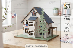3D 4th Of July House Laser Cut. Stand Decor SVG Product Image 2
