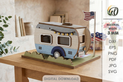3D 4th Of July House Laser Cut. Stand Decor SVG Product Image 2