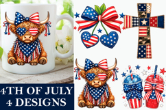 4th of July Sublimation PNG Design Watercolor PNG Product Image 1