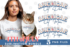 American Cat Mama Papa 4th of July USA Paw DTF PNG Bundle Product Image 1