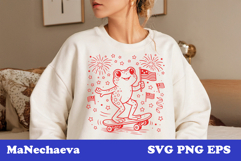 Cute 4th of July Animal SVG | Frog Skateboard Patriotic Product Image 1