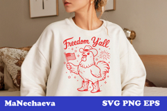 Cute 4th of July Animal SVG | Freedom Y’all Chicken Product Image 1