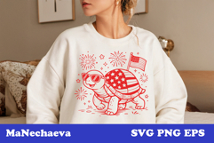 Cute 4th of July Animal SVG | Patriotic Turtle Sublimation Product Image 1