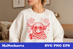 Cute 4th of July Animal SVG | Patriotic Highland Cow Product Image 1