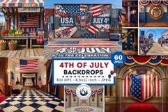 Patriotic Americana Backdrops - 4th of july backgrounds Product Image 1
