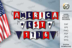 4th of July banner Laser Cut. Home decor SVG Product Image 1