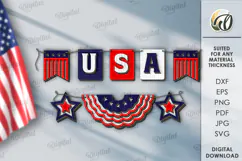 4th of July banner Laser Cut. Home decor SVG Product Image 1