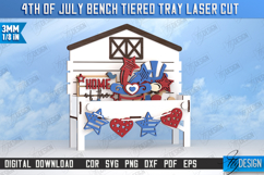 4th of July Tiered Tray Laser Cut | Bench Tiered Tray | CNC Product Image 1