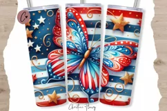 4th Of July Butterfly Tumbler Wrap PNG Product Image 1