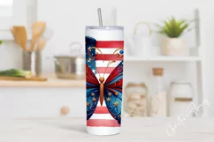 4th Of July Butterfly Tumbler Wrap PNG Product Image 2