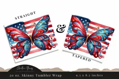 4th Of July Butterfly Tumbler Wrap PNG Product Image 3