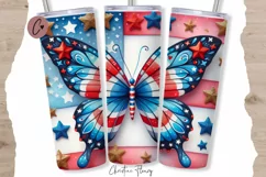 4th Of July Butterfly Tumbler Wrap PNG Product Image 1