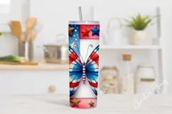 4th Of July Butterfly Tumbler Wrap PNG Product Image 2