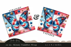 4th Of July Butterfly Tumbler Wrap PNG Product Image 3
