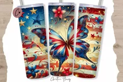 4th Of July Butterfly Tumbler Wrap PNG Product Image 1