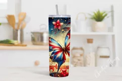 4th Of July Butterfly Tumbler Wrap PNG Product Image 2
