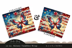 4th Of July Butterfly Tumbler Wrap PNG Product Image 3