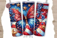 4th Of July Butterfly Tumbler Wrap PNG Product Image 1