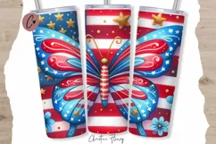 4th Of July Butterfly Tumbler Wrap PNG Product Image 1
