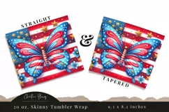4th Of July Butterfly Tumbler Wrap PNG Product Image 3