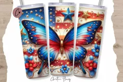 4th Of July Butterfly Tumbler Wrap PNG Product Image 1