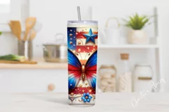 4th Of July Butterfly Tumbler Wrap PNG Product Image 2