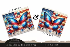 4th Of July Butterfly Tumbler Wrap PNG Product Image 3