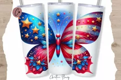 4th Of July Butterfly Tumbler Wrap PNG Product Image 1