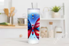 4th Of July Butterfly Tumbler Wrap PNG Product Image 2