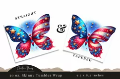 4th Of July Butterfly Tumbler Wrap PNG Product Image 3