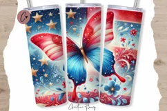 4th Of July Butterfly Tumbler Wrap PNG Product Image 1