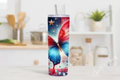 4th Of July Butterfly Tumbler Wrap PNG Product Image 2