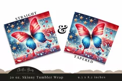 4th Of July Butterfly Tumbler Wrap PNG Product Image 3