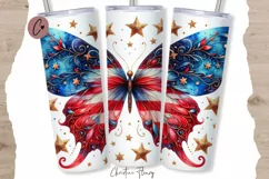4th Of July Butterfly Tumbler Wrap PNG Product Image 1