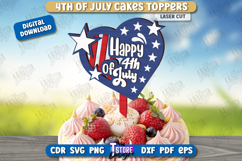 4th of July Cake Topper Laser Cut | Patriotic Sign |CNC File Product Image 1