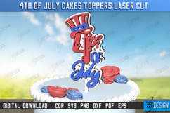 4th of July Cake Topper Laser Cut | Patriotic Sign | CNC Product Image 1