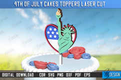 4th of July Cake Topper Laser Cut | Patriotic Sign | CNC Product Image 1