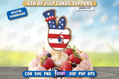 4th of July Cake Topper Laser Cut | Patriotic Sign |CNC File Product Image 1
