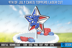4th of July Cake Topper Laser Cut | Patriotic Sign | CNC Product Image 1
