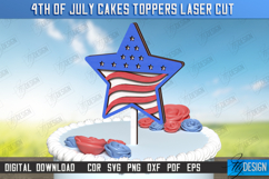 4th of July Cake Topper Laser Cut | Patriotic Sign | CNC Product Image 1