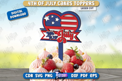 4th of July Cake Topper Laser Cut | Patriotic Sign |CNC File Product Image 1