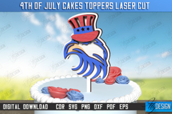 4th of July Cake Topper Laser Cut | Patriotic Sign | CNC Product Image 1